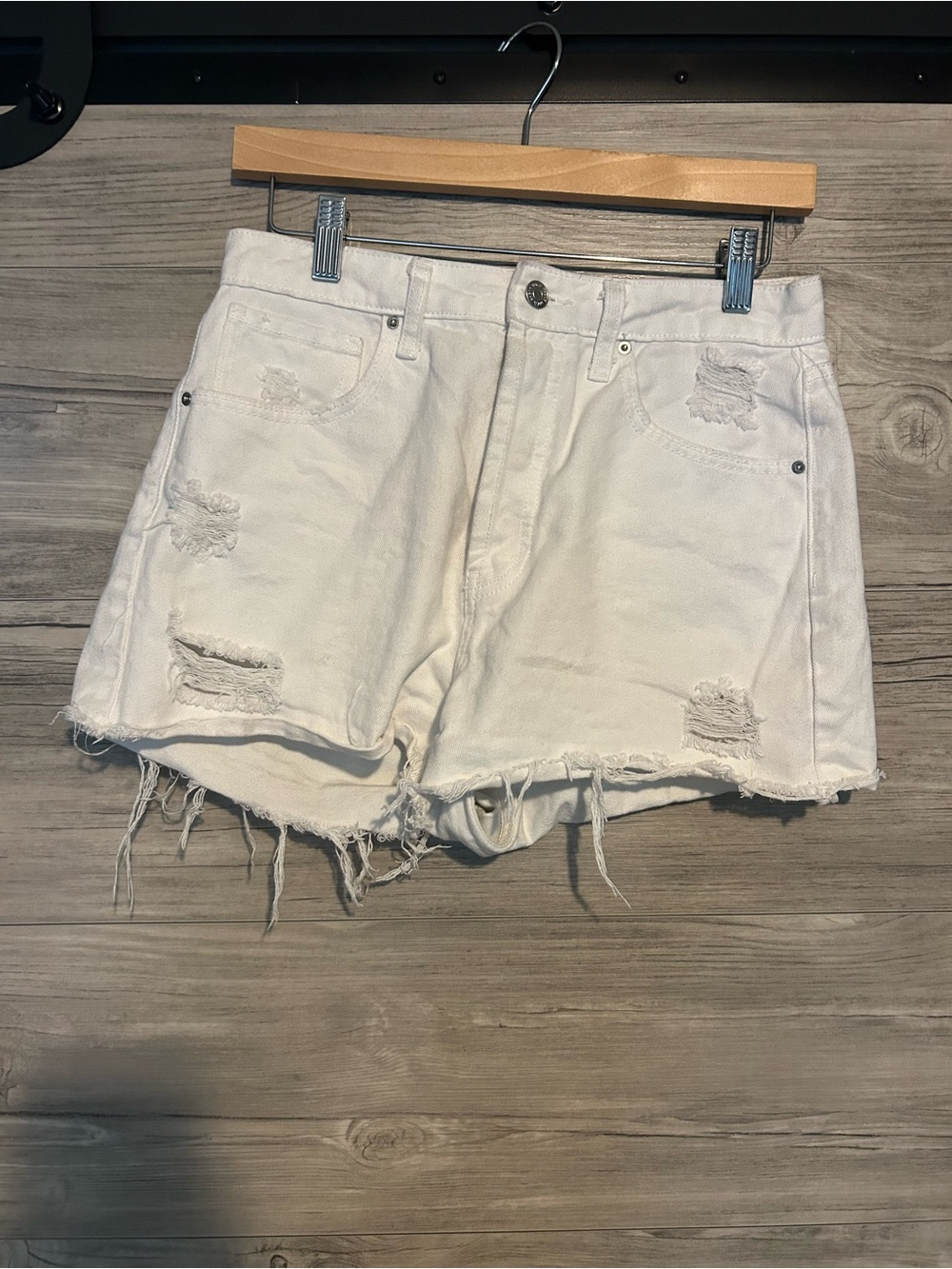 wild fable White Distressed High-Rise Denim Shorts